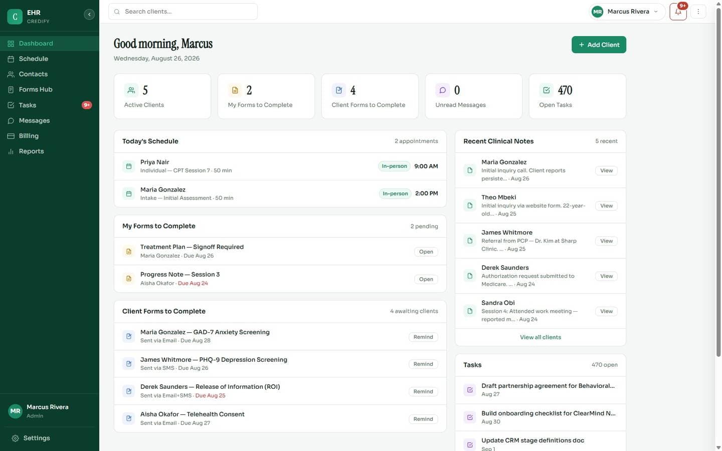 EHR, shown in Credify