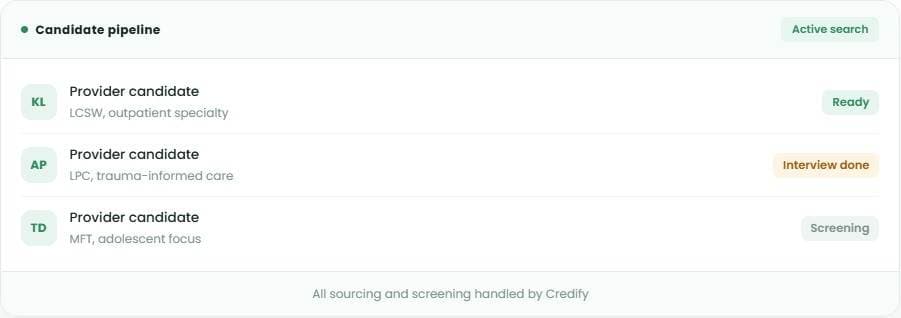 Recruiting, shown in Credify