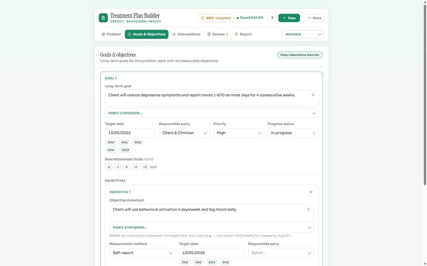 Treatment Plan Builder, shown in Credify