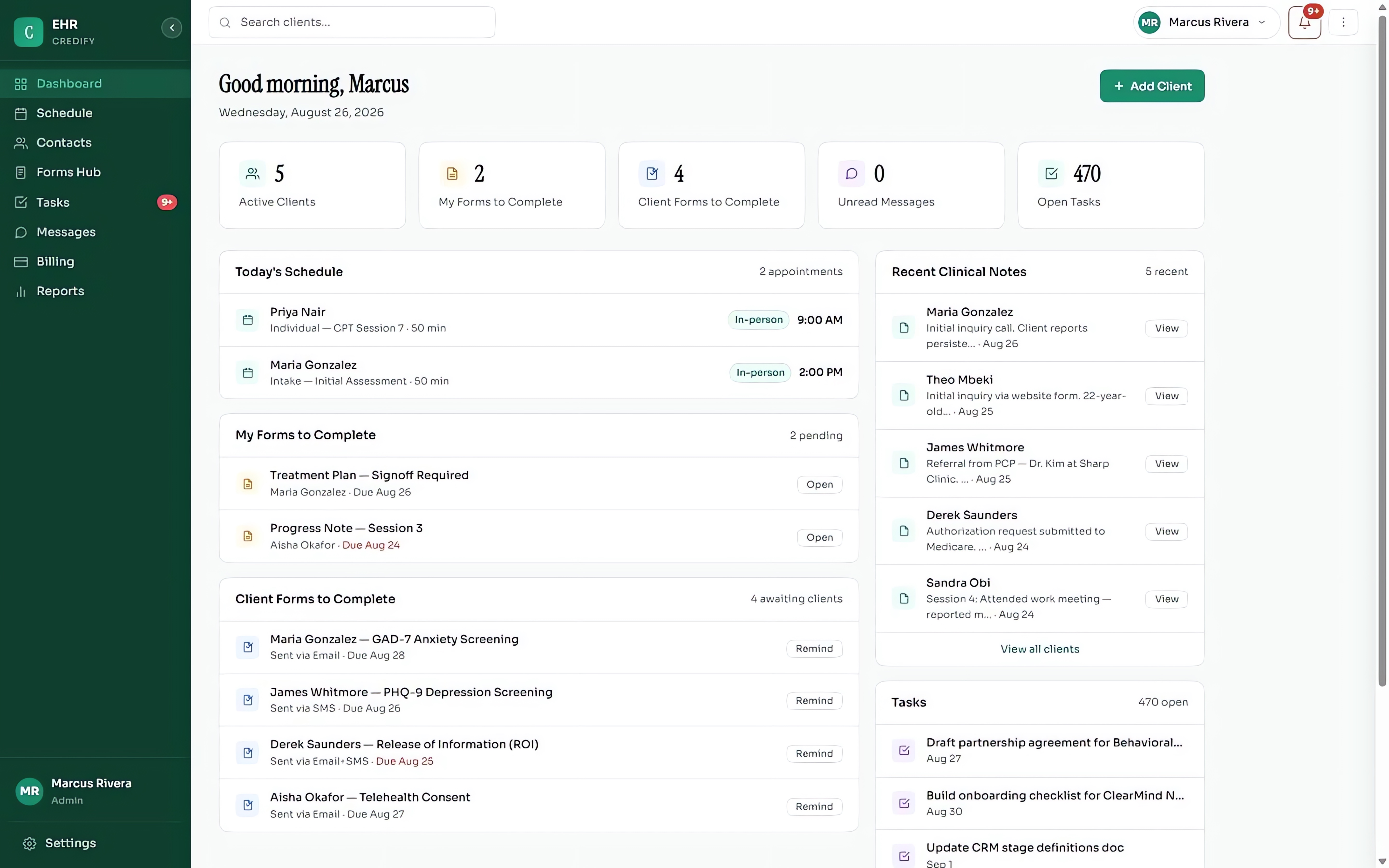 EHR, shown in Credify