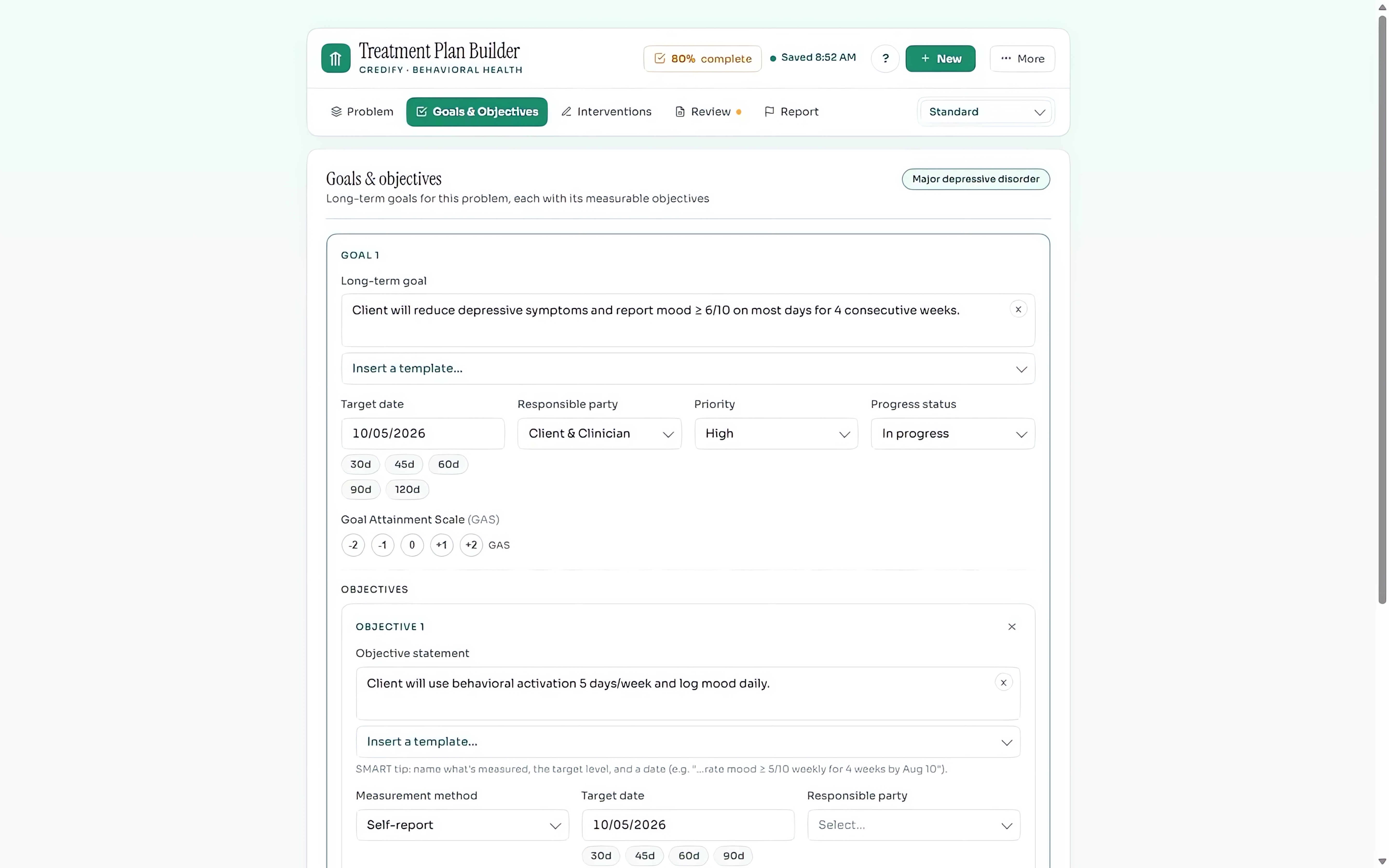 Treatment Plan Builder, shown in Credify